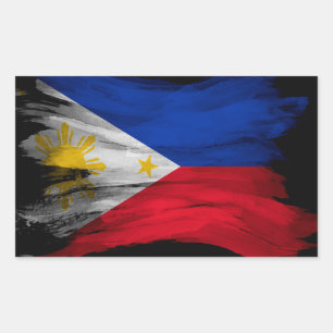 Philippines flag brush stroke, national flag rectangular sticker