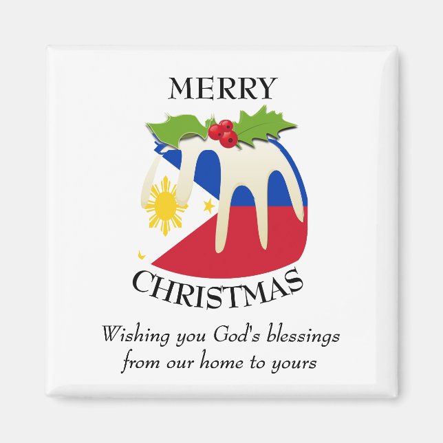 PHILIPPINES FLAG Christmas Pudding Magnet (Front)