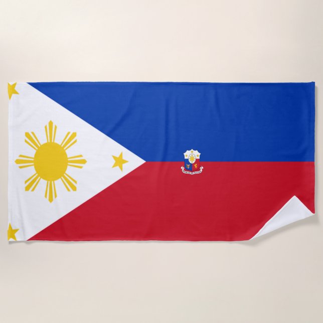 Philippines flag-coat of arms   beach towel (Front)