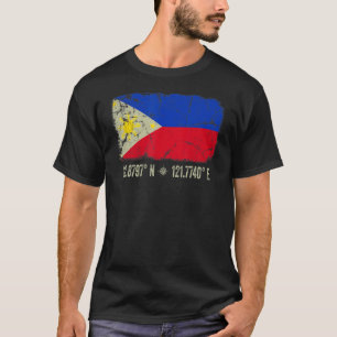 Philippines Flag Coordinates Men Women Filipino He T-Shirt