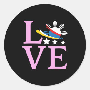 Philippines Flag - Filipina Pink Love Classic Round Sticker