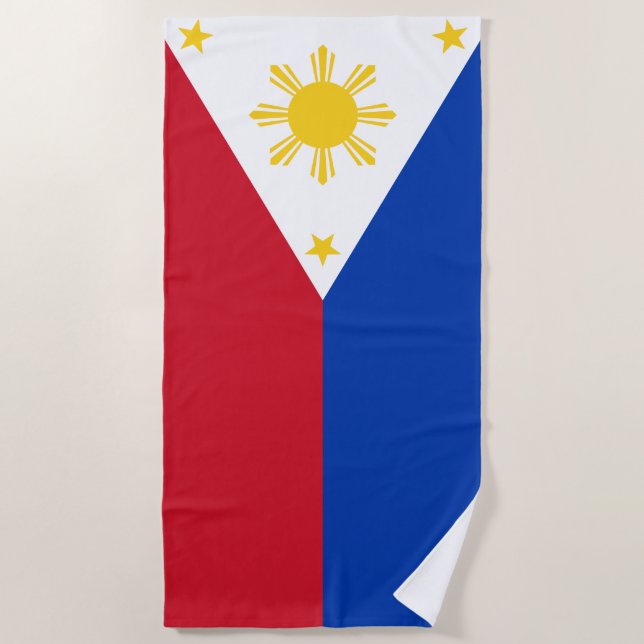 Philippines Flag Filipino Flag Beach Towel (Front)