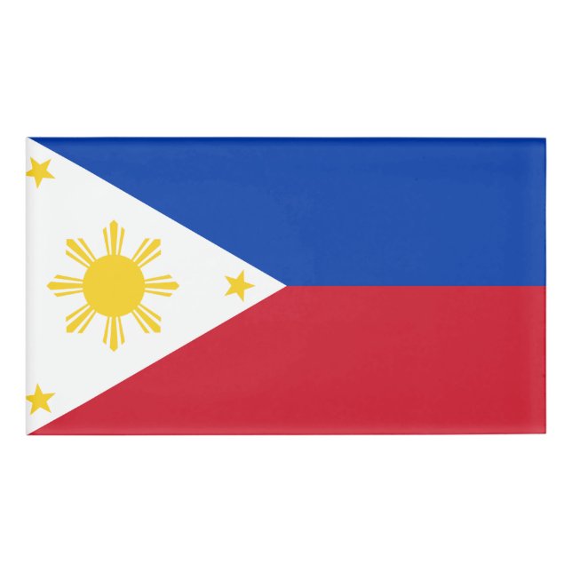 Philippines Flag Filipino Flag Name Tag (Front)