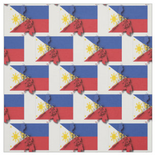 PHILIPPINES Flag Filipino Map Outline Fabric