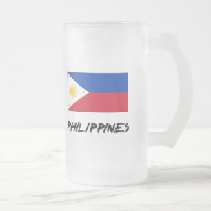 Philippines Flag Frosted Glass Beer Mug