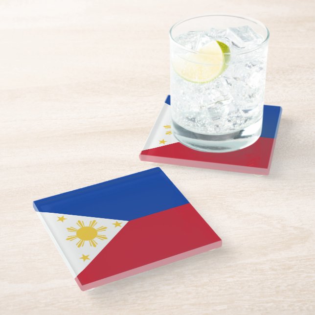 Philippines flag glass coaster (Angled)