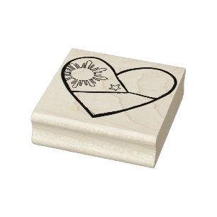 Philippines Flag Heart Art Filipino Pride Pinay    Rubber Stamp