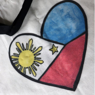 Philippines Flag Heart Art Filipino Pride Pinay    Tote Bag