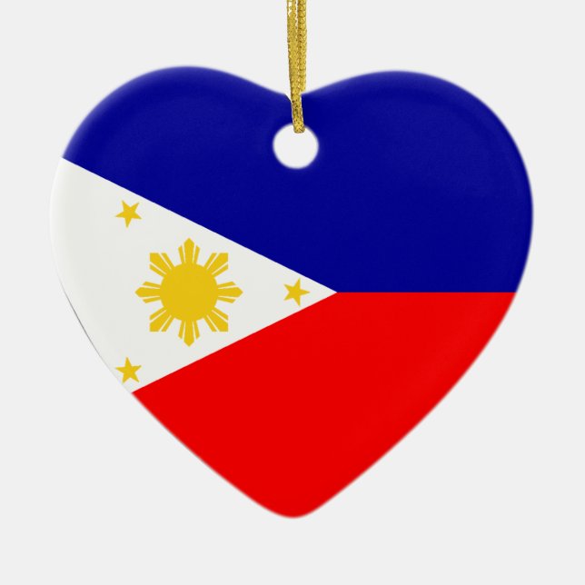 Philippines Flag Heart Ceramic Tree Decoration (Front)
