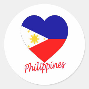 Philippines Flag Heart Classic Round Sticker