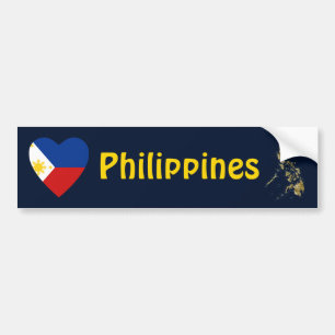 Philippines Flag Heart + Map Bumper Sticker