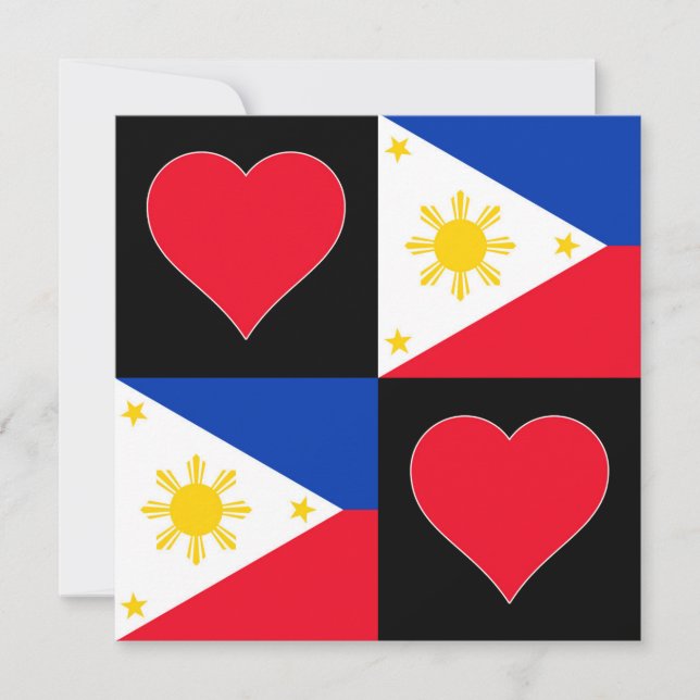 Philippines Flag Heart Patriotic Filipino Greeting Card (Front)