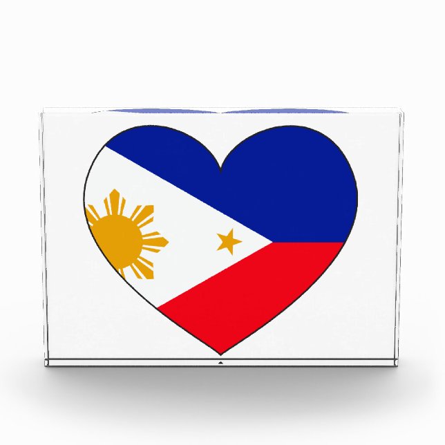 Philippines Flag Heart Photo Block (Front)