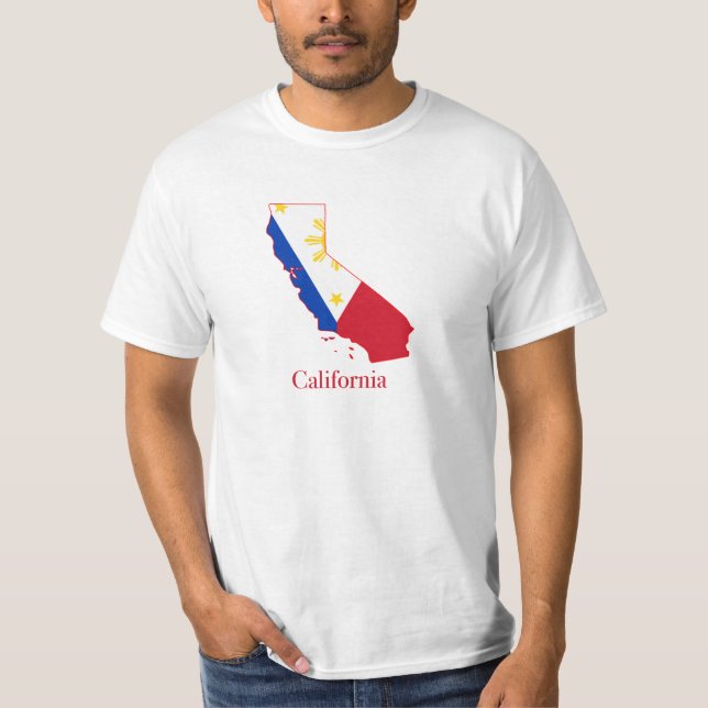 Philippines flag over California map T-Shirt (Front)