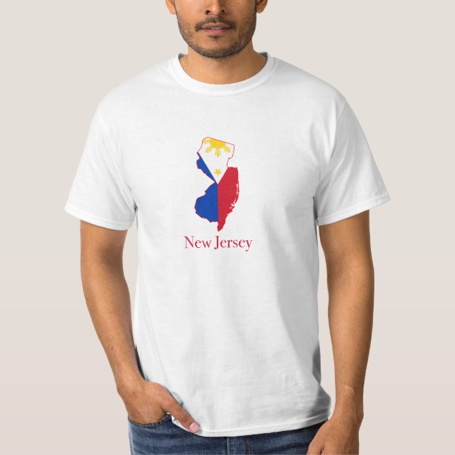 Philippines flag over New Jersey map T-Shirt (Front)
