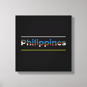 Philippines Flag - Patriotic Cutout Lettering Canvas Print