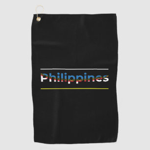 Philippines Flag - Patriotic Cutout Lettering Golf Towel