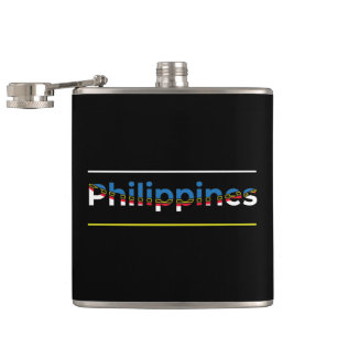 Philippines Flag - Patriotic Cutout Lettering Hip Flask