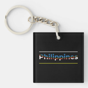 Philippines Flag - Patriotic Cutout Lettering Key Ring