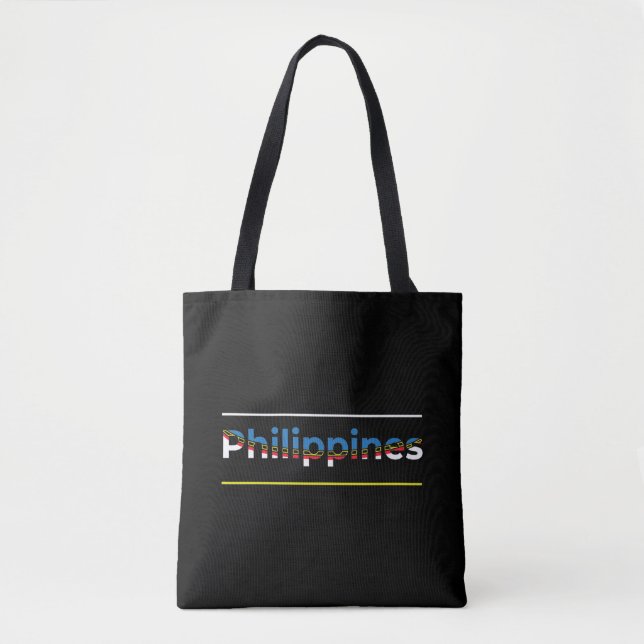 Philippines Flag - Patriotic Cutout Lettering Tote Bag (Front)