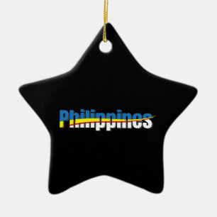 Philippines Flag Pride - Typography Art Ceramic Tree Decoration