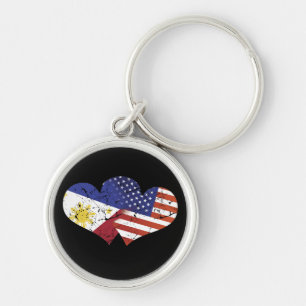 Philippines Flag USA Flag Filipino Independence Key Ring
