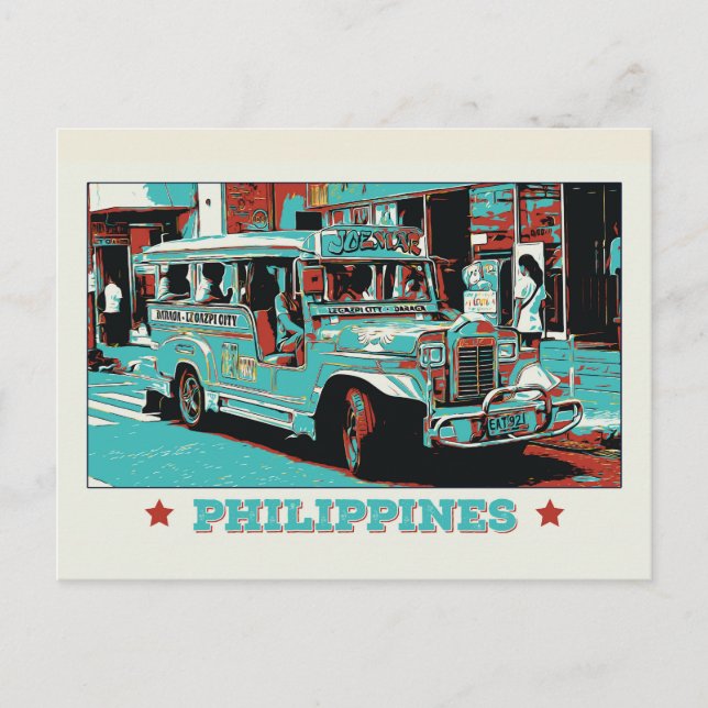 Philippines, iconic jeepney in Manila Postcard (Front)