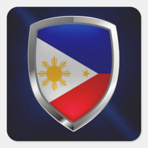 Philippines Metallic Emblem Square Sticker