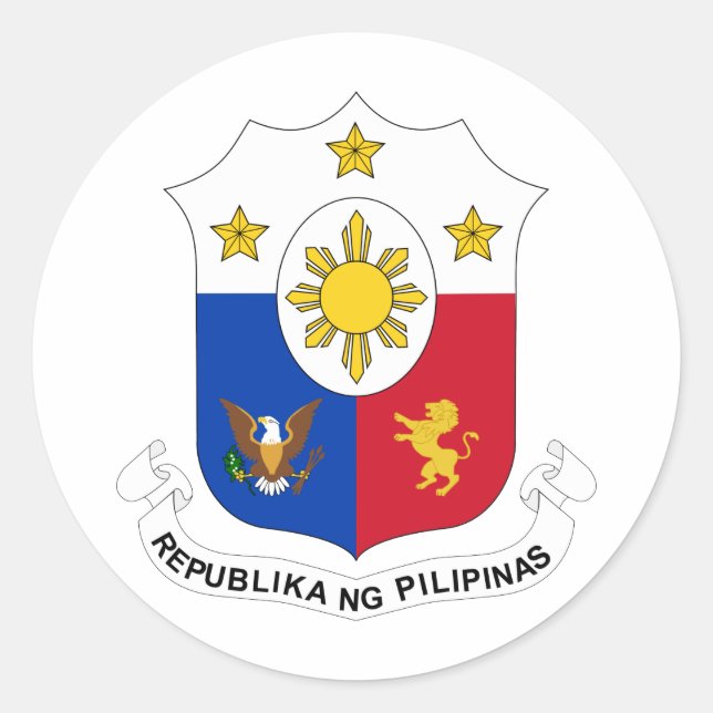 Philippines Official Coat Of Arms Heraldry Symbol Classic Round Sticker (Front)