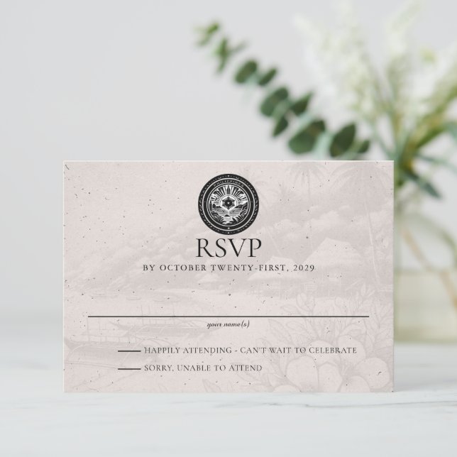 Philippines Passport Wedding RSVP Card (Standing Front)