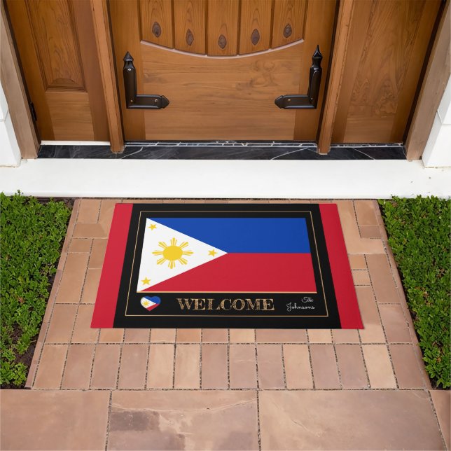 Philippines & Philippine Flag house/sports Welcome Doormat (Outdoor)