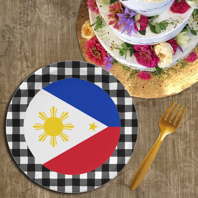 Philippines Plate, buffalo plaid & Philippine Flag Paper Plate (Creator Uploaded)