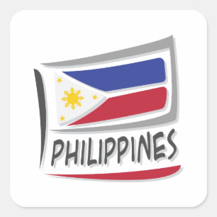Philippines  Pride X Flag Square Sticker