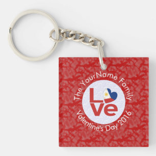 Philippines Red LOVE Flag Personalised Key Ring