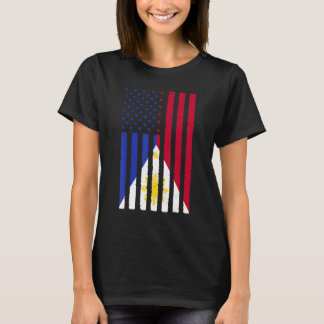 Philippines Roots USA Flag Heritage Half Filipino  T-Shirt