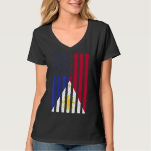 Philippines Roots Usa Flag Heritage Half Filipino T-Shirt