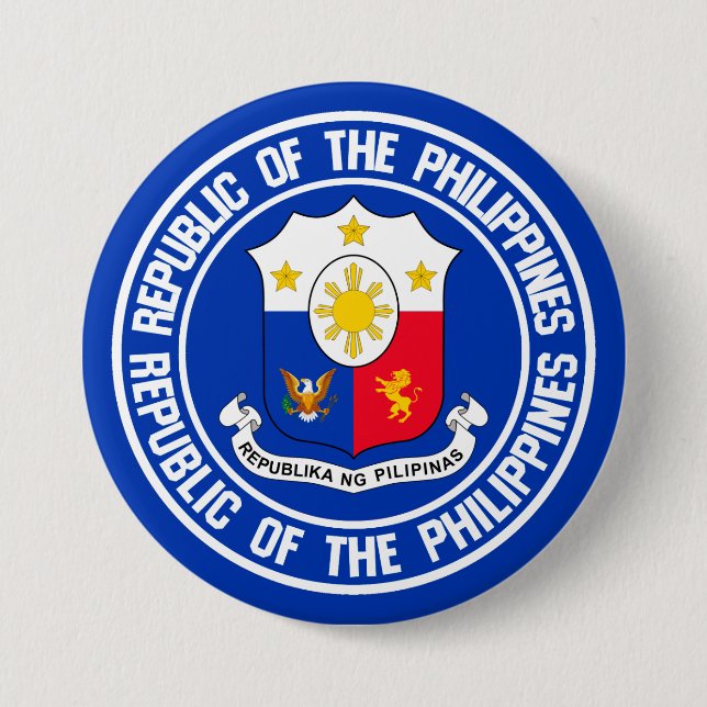 Philippines Round Emblem 7.5 Cm Round Badge (Front)