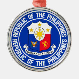 Philippines Round Emblem Metal Tree Decoration