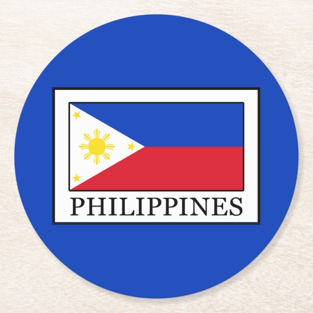 Philippines Round Paper Coaster (Front)