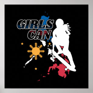 Philippines Skateboarding Girls Can Poster