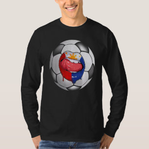 Philippines Soccer Fan Filipino Flag Mouth   T-Shirt