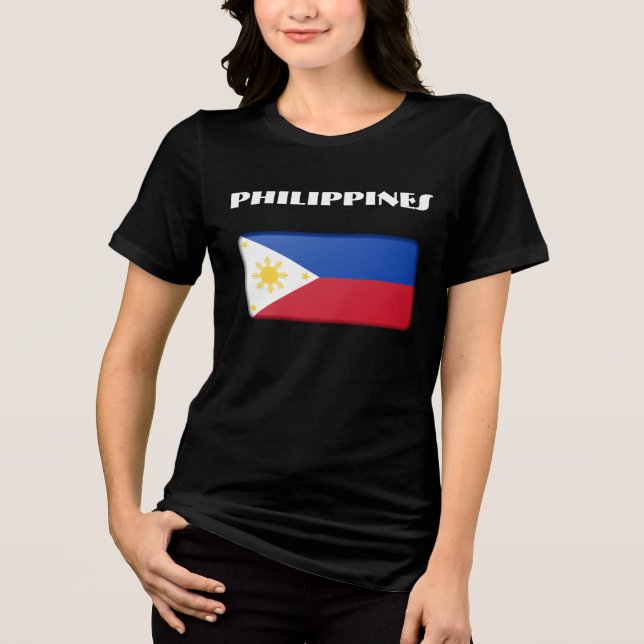 PHILIPPINES Special Customisable Black Tourist  Tri-Blend Shirt (Front)