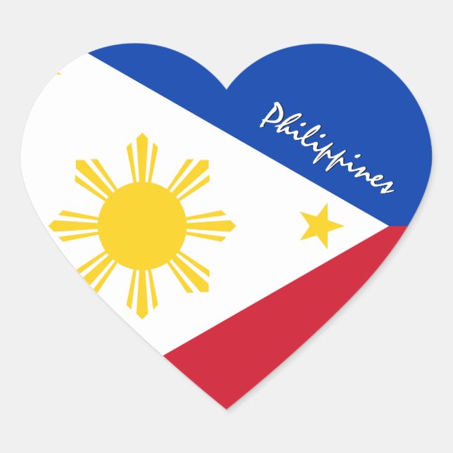 Philippines Sticker, Heart, Love, Philippine Flag Heart Sticker (Front)