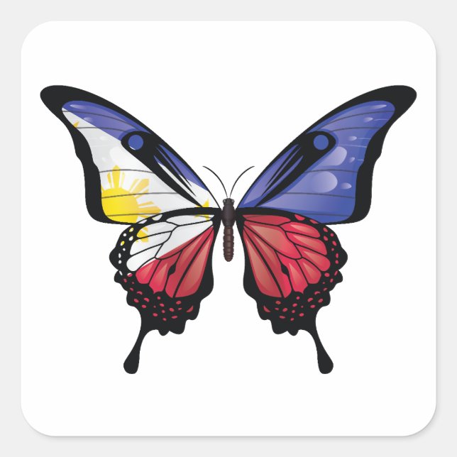 Philippines Swallowtail Butterfly Flag Square Sticker (Front)