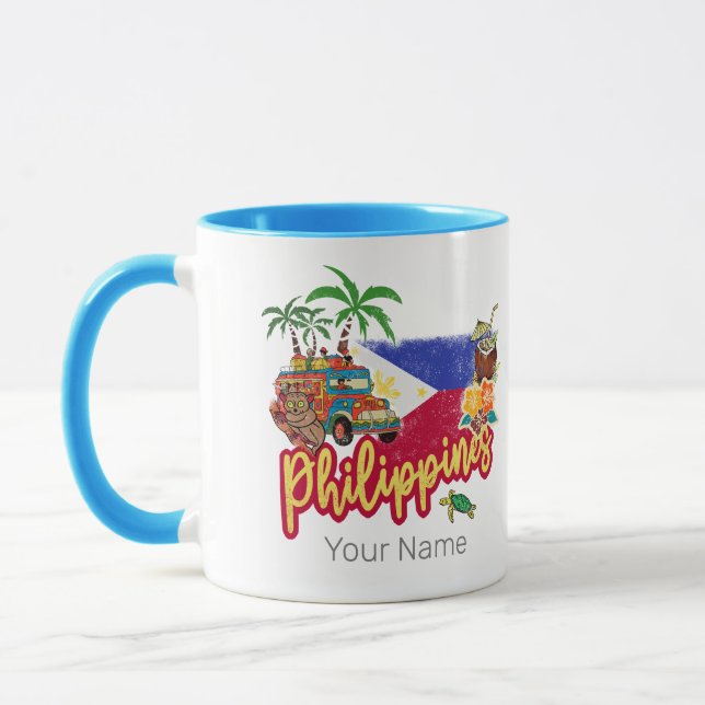 Philippines Vintage Tarsier Flag Palm Souvenir Mug (Left)