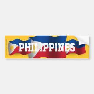 Philippines Waving Flag Bumper Sticker