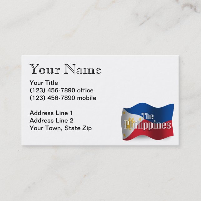 Philippines Waving Flag Business Card (Front)
