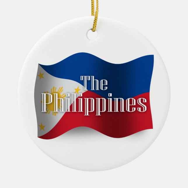 Philippines Waving Flag Ceramic Tree Decoration (Front)