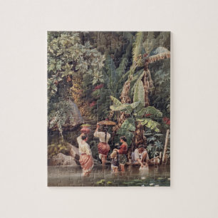 Philippino Women Washing Beneath a Banana Tree, 18 Jigsaw Puzzle