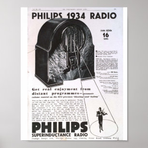 Philips 1934 radio antique retro advertisement poster